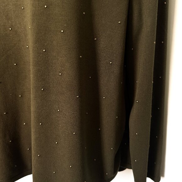 CHICO"S Sweater Women's knitted dark green long sleeve cardigan size 2 - Picture 8 of 14